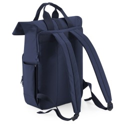 Plain Recycled twin handle roll-top laptop backpack Bagbase 620g