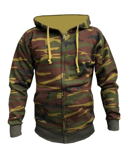 Army Camouflage SnS Zip Up Hooded Sweatshirt - Stars & Stripes