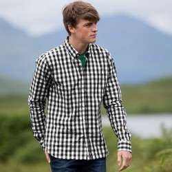 Plain Cotton Shirt Long Sleeve Checked Front Row 140 GSM