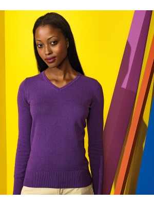 Plain Women's cotton blend v-neck sweater Sweater Asquith & Fox 12 GSM