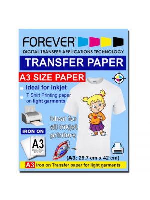 A3 (11.69 x 16.53 inches) InkJet Transfer Paper Light Garment Forever brand