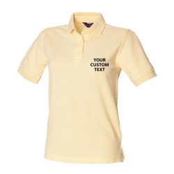 Personalised Polo Shirts Ladies Pique Henbury 200gsm with custom text Embroidery or logo
