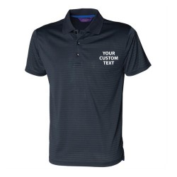 Personalised Polo Shirts Cooltouch Textured Stripe Henbury 180gsm with custom text Embroidery or logo