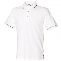 Personalised Polo Shirt Contrast Single Tipped Pique Henbury 225gsm with custom text Embroidery or logo