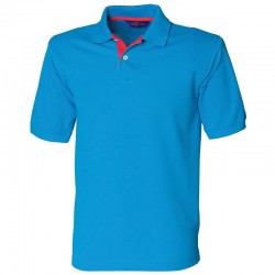 Personalised Polo Shirts Contrast 65/35 Pique Henbury 200gsm with custom text Embroidery or logo