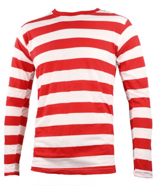 SnS Contrast Horizontal White/Red Striped long sleeve T Shirt - Stars ...