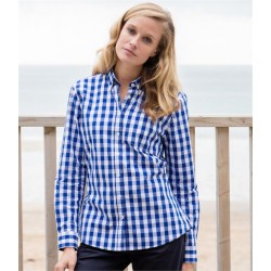 Plain LADIES LONG SLEEVE CHECKED COTTON SHIRT FRONT ROW 140 GSM