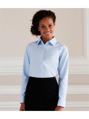 Plain COLLECTION LADIES LONG SLEEVE EASY CARE OXFORD SHIRT RUSSELL White 130,Colours 135 GSM