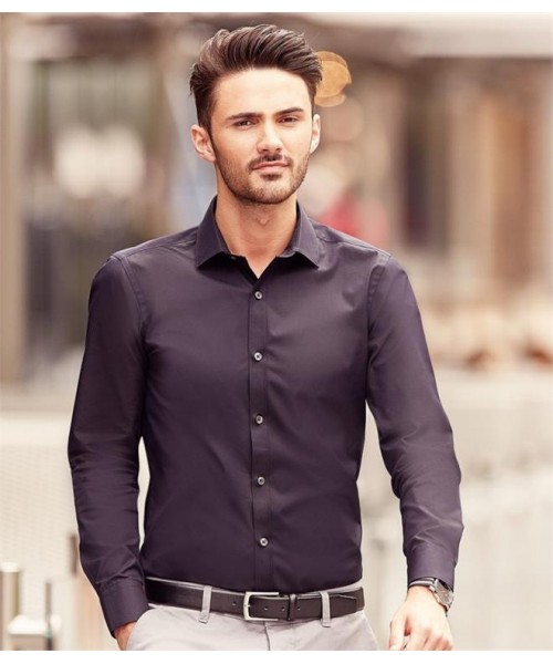 Plain COLLECTION ULTIMATE STRETCH SHIRT RUSSELL White 125,Colours 130 GSM