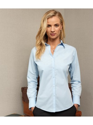 Plain Women's supreme poplin long sleeve shirt PREMIER 125 GSM